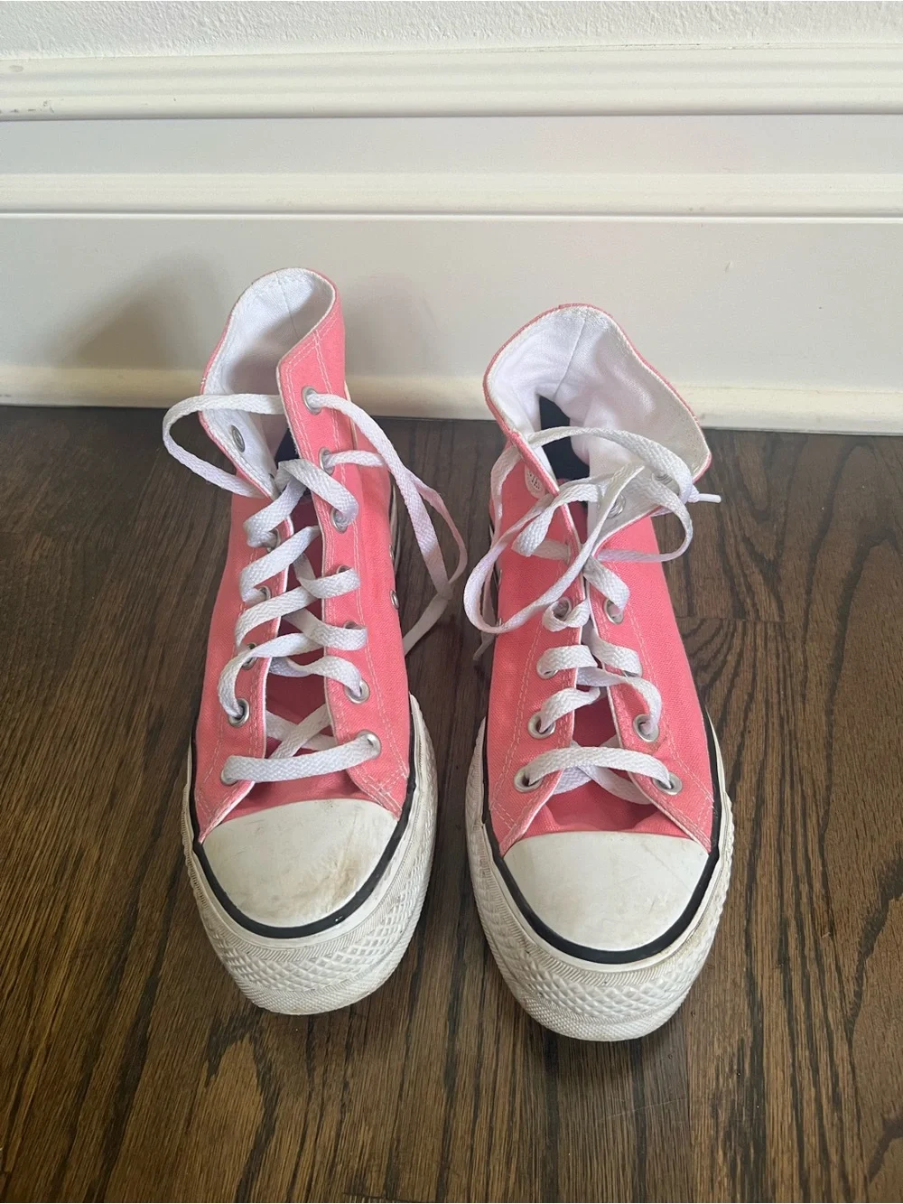 Converse High-Top Platform Sneakers - Pink & White